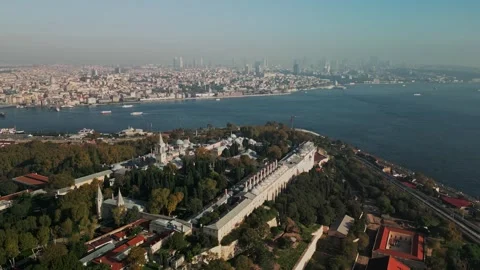 Aerial View of Topkapi Palace with Bosphorus and Golden Horn 4K Stock Footage 304231933