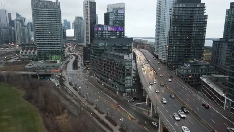 Aerial view of Toronto traffic at rush hour Stock Footage 147404584