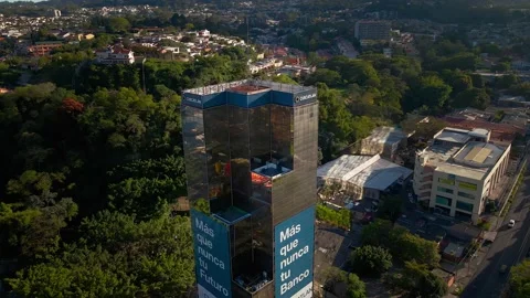 Aerial View Of Torre Cuscatlan San Salvador rotation Stock Footage 147063853