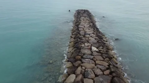 Aerial view of Torre de la Mar beach in Castellon Stock Footage 153552666
