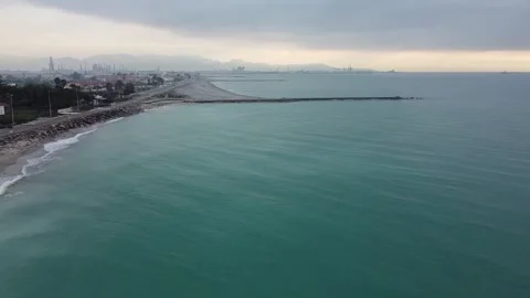 Aerial view of Torre de la Mar beach in Castellon Stock Footage 153553931