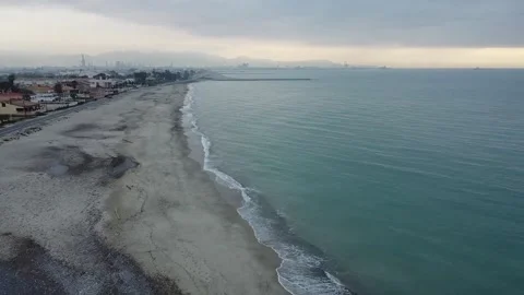 Aerial view of Torre de la Mar beach in Castellon Stock Footage 153554244