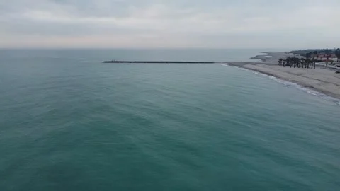 Aerial view of Torre de la Mar beach in Castellon Stock Footage 153554376