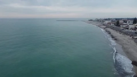 Aerial view of Torre de la Mar beach in Castellon Stock Footage 153554577