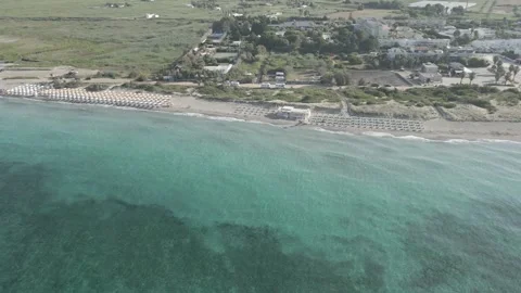 Aerial view of Torre Mozza beach, Ugento, Puglia, Italy Video stock 245826975