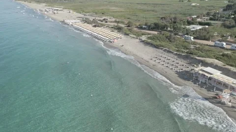Aerial view of Torre Mozza beach, Ugento, Puglia, Italy Stock Footage 245827552