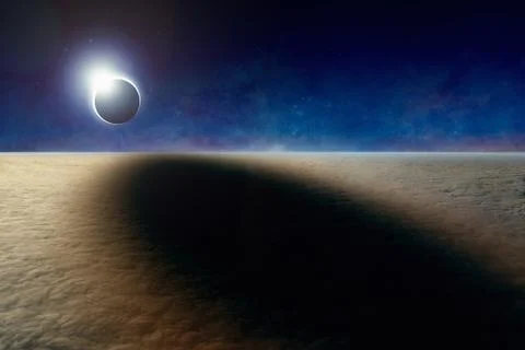 Aerial view of total solar eclipse Foto stock