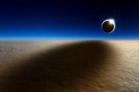 Aerial view of total solar eclipse Fotos Stock