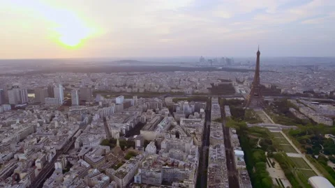 Aerial view of Tour Eiffel Tower and Sei... | Stock Video | Pond5