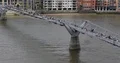 Aerial View of Tourists People Passing on Pedestrian Bridge in London City Day 4k or 4k+ Resolution