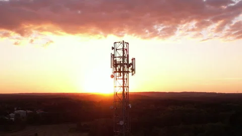 Aerial View of Tower Antenna Telecommunication Cell Phone, Radio Transmitte.. Stock-Footage 304363653