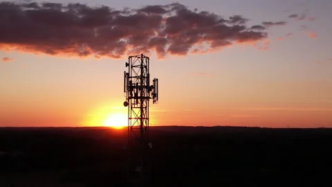 Aerial View of Tower Antenna Telecommunication Cell Phone, Radio Transmitte.. Video stock 343564906