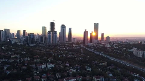 Aerial View of Tower Block on Sunset Видео 82082962