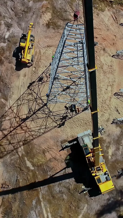 Aerial view of tower construction with cranes in Latvia. Stock Footage 340636176