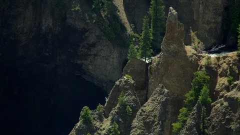 Aerial view Tower Falls river Yellowstone Park USA Video stock 91555066