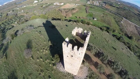 Aerial view of the tower of Vravrona Stockbeeldmateriaal 127057229