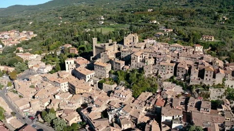 Aerial view of the town of Bolsena and the lake Stock Footage