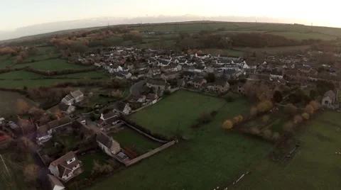 Aerial view of Town Stock Footage 44753794