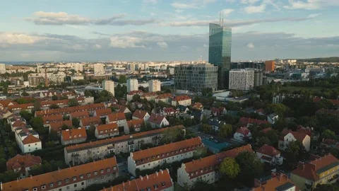 Aerial view of town. Stock Footage 218459748