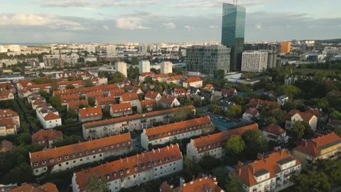 Aerial view of town. Stock Footage 218459961