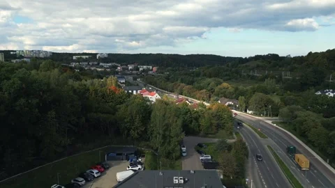 Aerial view of town. Stock Footage 297089777