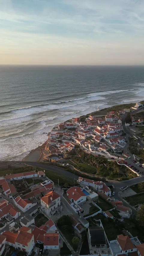 Aerial view of town Stock Footage 299128734