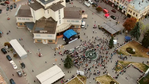 Aerial view of town hall Stock Footage 121887151