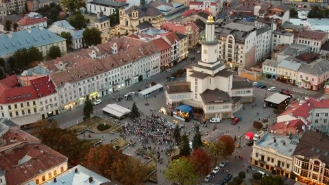 Aerial view of town hall Stock Footage 121889199