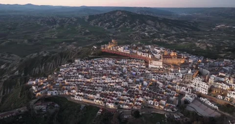 Aerial view of town with red bridge, Italy. Stock Footage 323393799