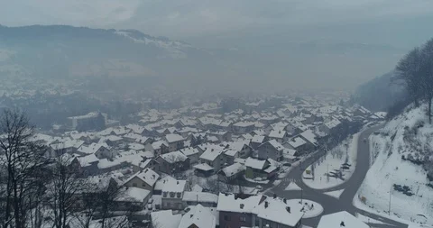 Aerial View of a Town in Winter, second shot Stock-Footage 101846861