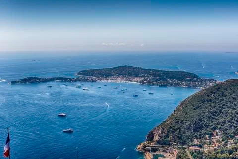 Aerial view from the town of ze, Cote d'Azur, France Stock Photos