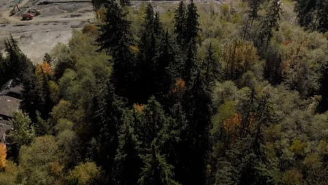 An aerial view of a townhouse complex and a new development under construction Stock Footage 98378776