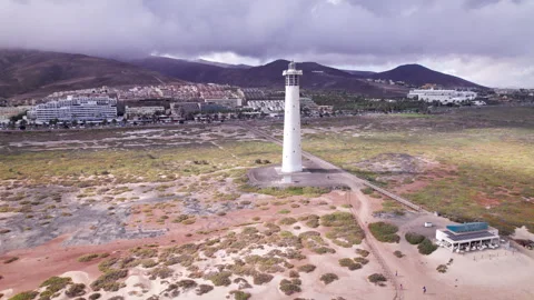 Aerial view of townscape at Morro Jable, Fuerteventura Stock Footage 310401161