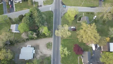 Aerial view tracking down Main Road in Vineland, New Jersey.   Stock Footage 153045390