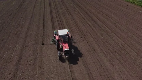 Aerial view of a tractor in operation Stock-Footage 158387565