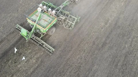 Aerial view of tractor operation Stock Footage 194560828