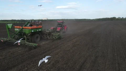 Aerial view of tractor operation Stock Footage 194561363