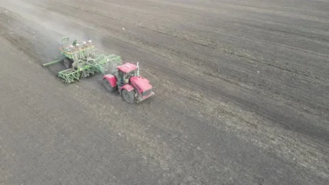 Aerial view of tractor operation Stock Footage 194564630