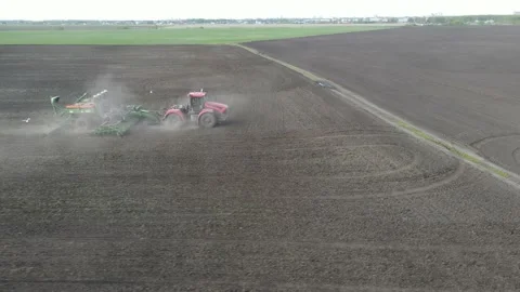 Aerial view of tractor operation Stock Footage 194565067