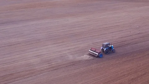 Aerial view of tractor on Prepare a field for planting Video stock 76242672