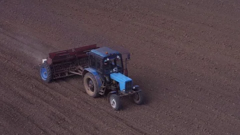Aerial view of tractor on Prepare a field for planting Video stock 76242860