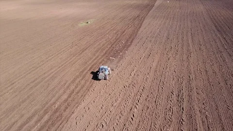 Aerial view of tractor on Prepare a field for planting Video stock 76243560