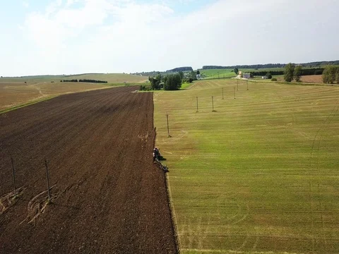 Aerial view of tractor on Prepare a field for planting, Stock Footage 80084460