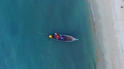 Aerial view of traditional fishermen boat in Thailand Stock Footage 59777065