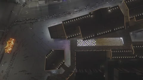 Aerial View of Traditional Rooftop with String Lights 動画素材 337318044