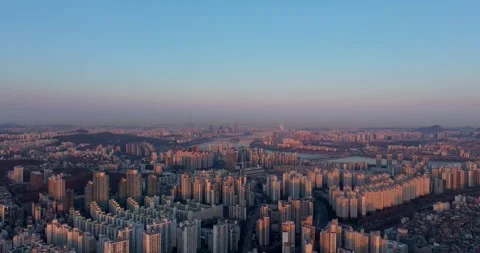 Aerial View of Traffic and Skyscrapers at Gangnam Station, Seoul, South Korea Stock Footage 327058341