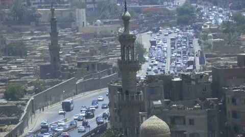 Aerial View Of Traffic In Cairo, Egypt Stock Footage 157957699