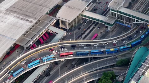 Aerial View of Traffic at CIQ Border Complex Video stock 332741956