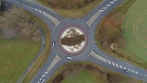 Aerial view of a traffic circle Stock Footage 100001519