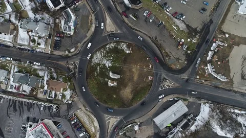 Aerial View of a Traffic Circle Roundabout Stock Footage 73563345